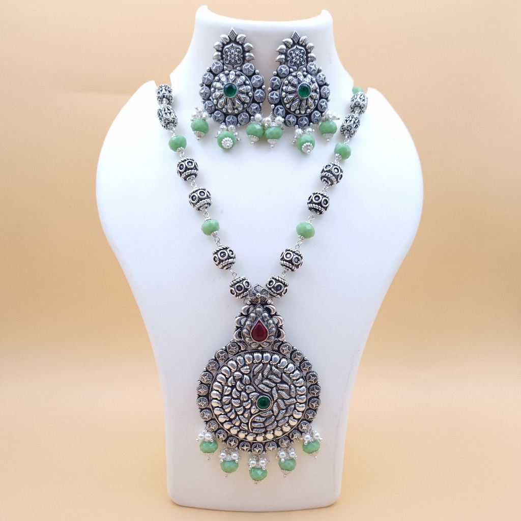 Forest Green Long Necklace Set