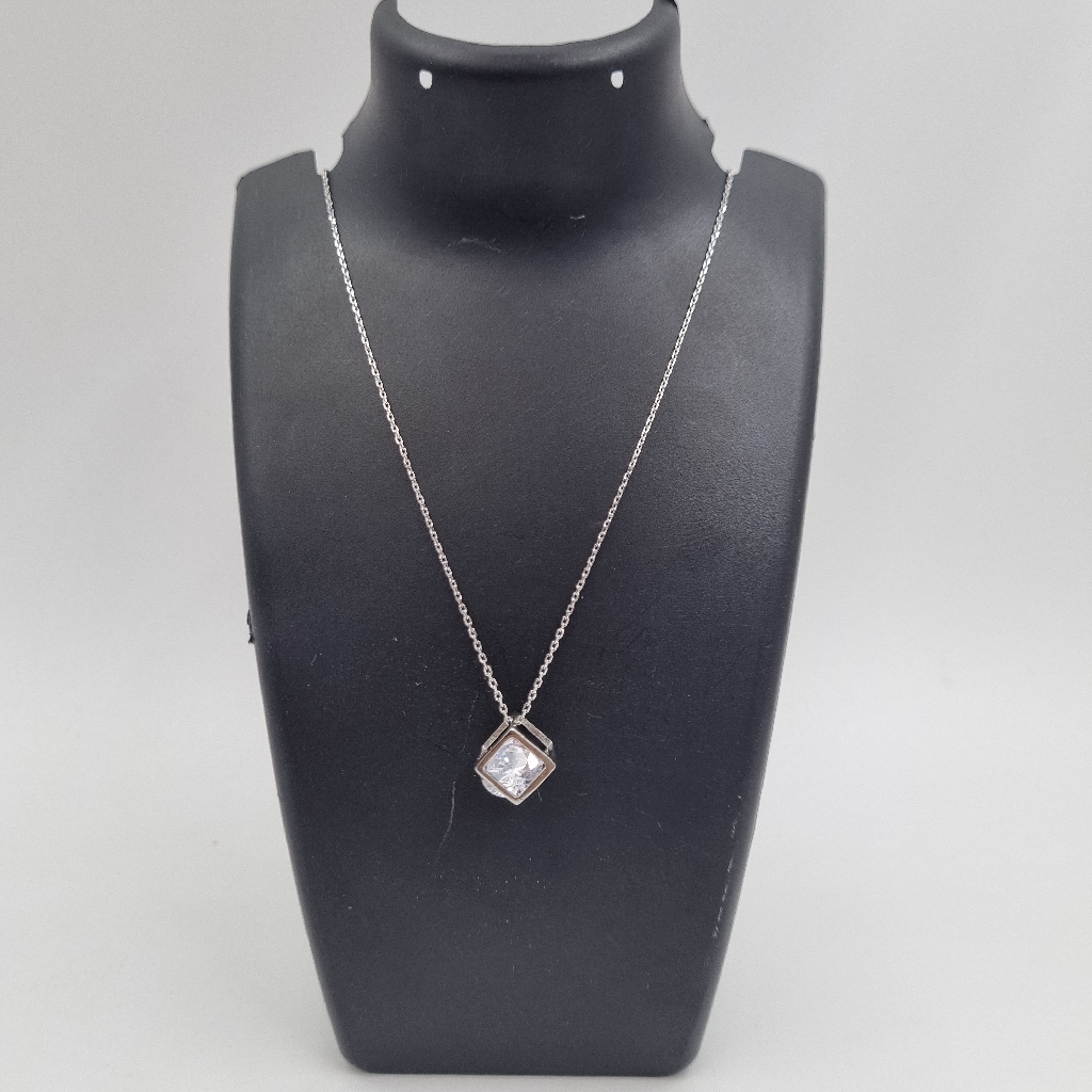 Cubic Diamond Silver Chain Pendant