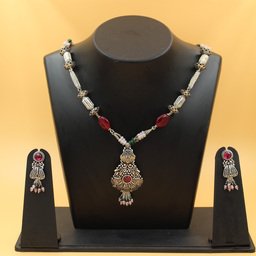 92.5 ANTIQUE SILVER NECKLACE SET SL N006