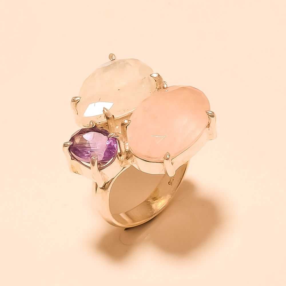 925 Silver Pink Diamond Ladies  Ring
