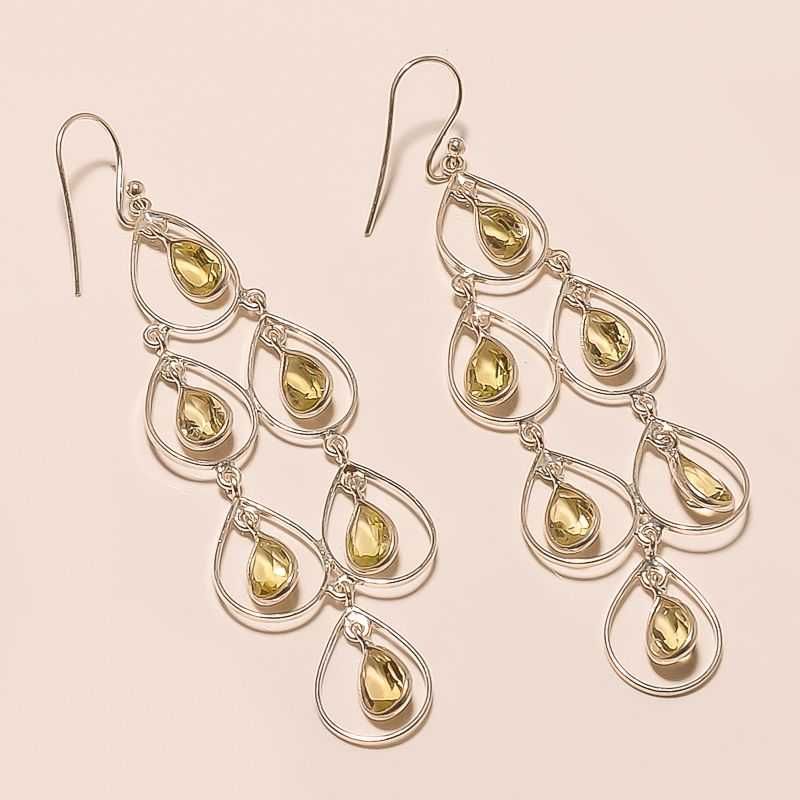 925 Silver Earrings With Yellow Diamond