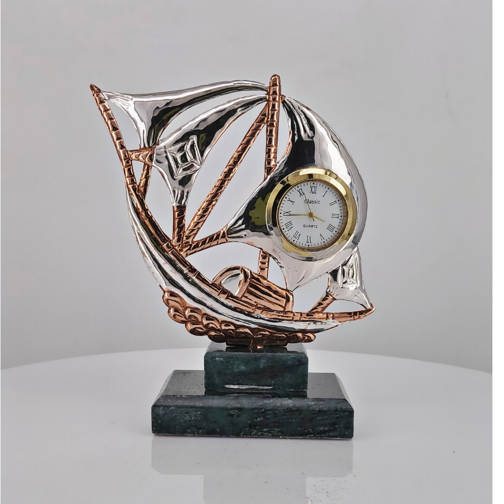 Silver Boat table Clock