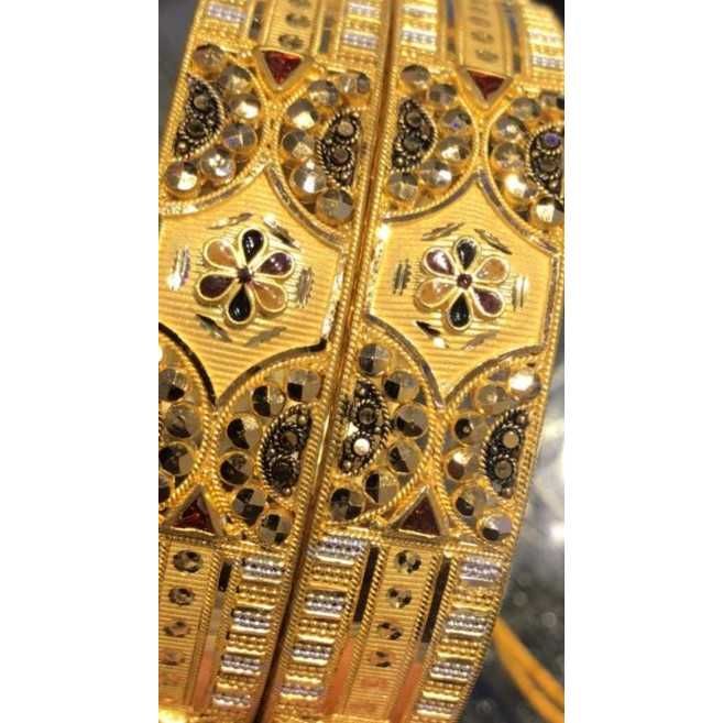 22k/916/Gold Designer Fancy CZ Stone Bangles