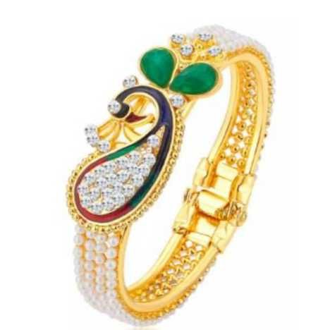 Gold Fancy Designer CZ Stone Bangles
