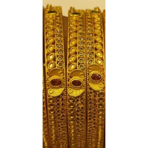 916 Gold Fancy Attractive CZ Stone Bangles