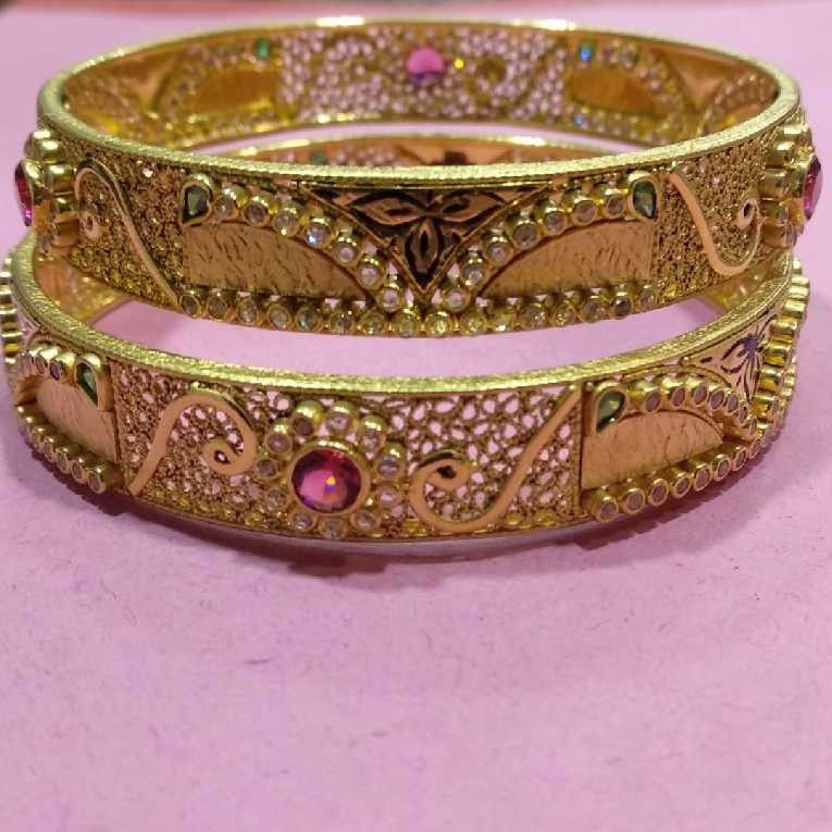 916 Gold Fancy CZ Stone Bangles