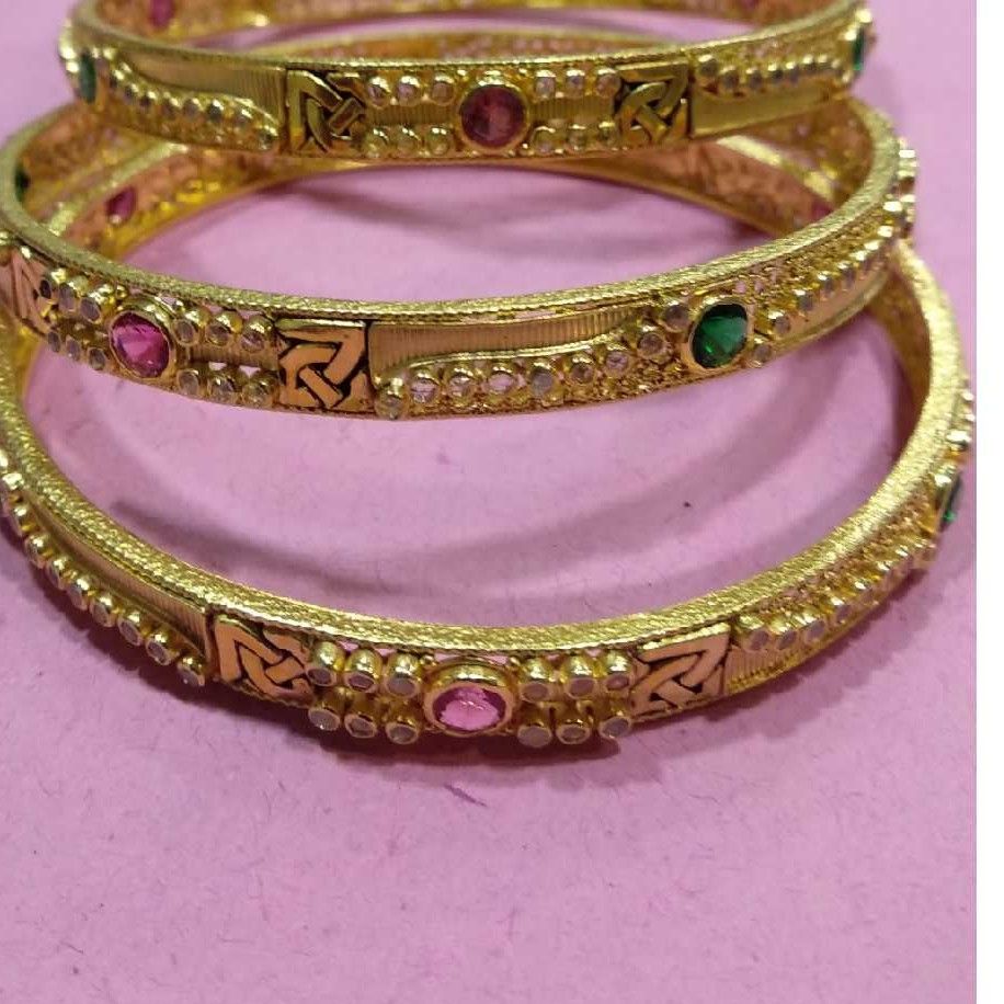 916 Gold Color Stone CZ Stone Bangles