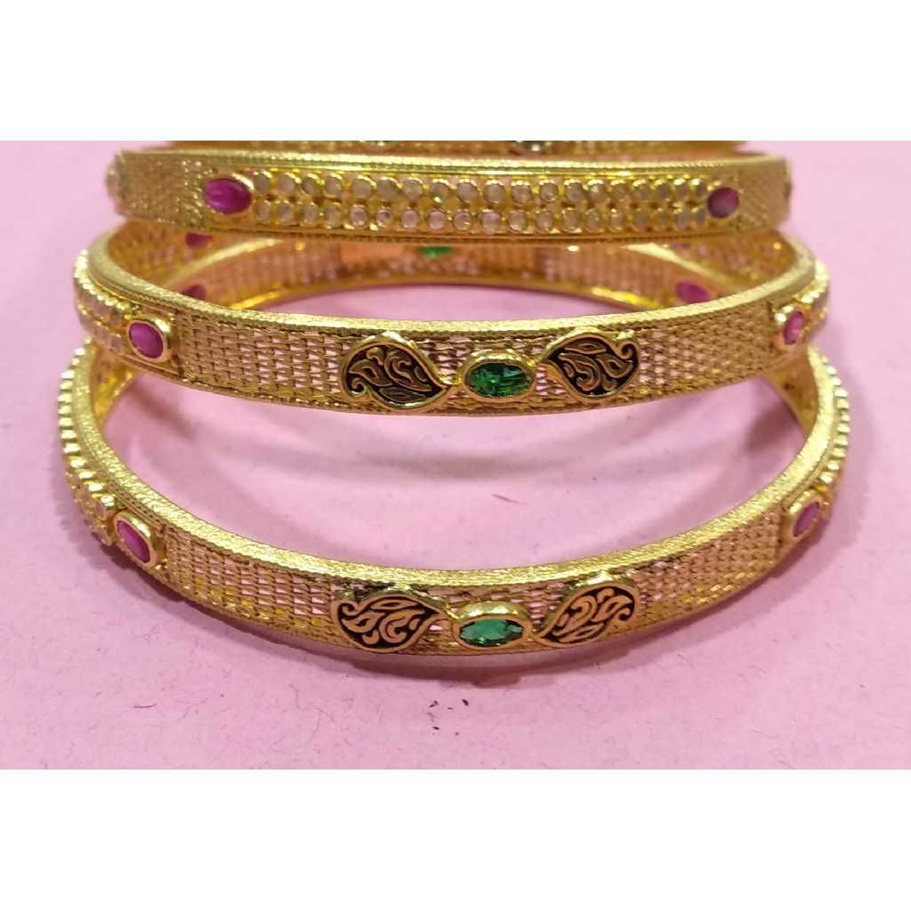 916 Gold Designer Mina CZ Stone Bangles
