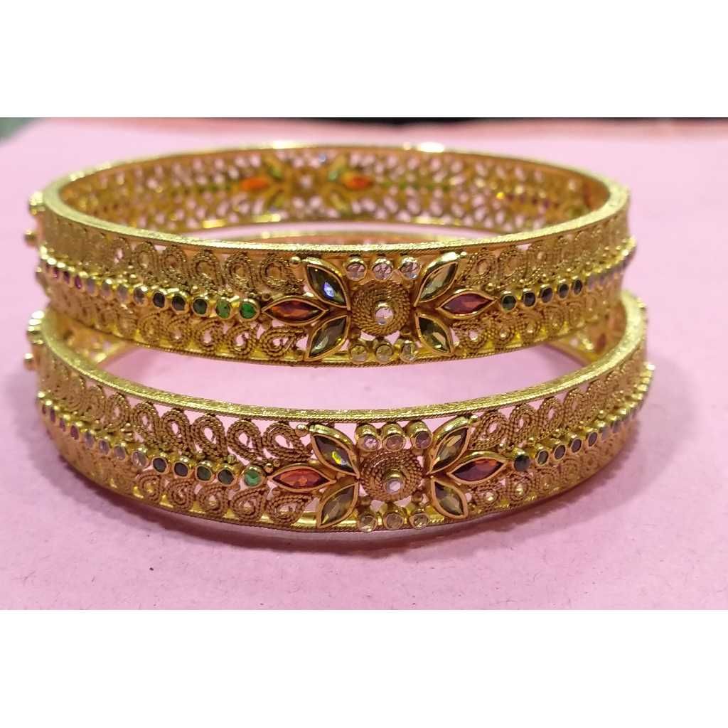 916 Gold Fancy CZ Stone Bangles