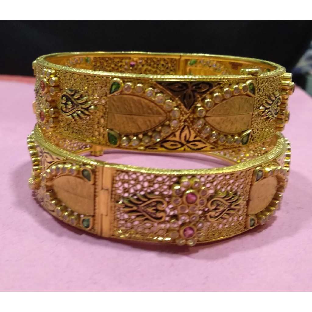 916 Gold Designer CZ Stone Bangles