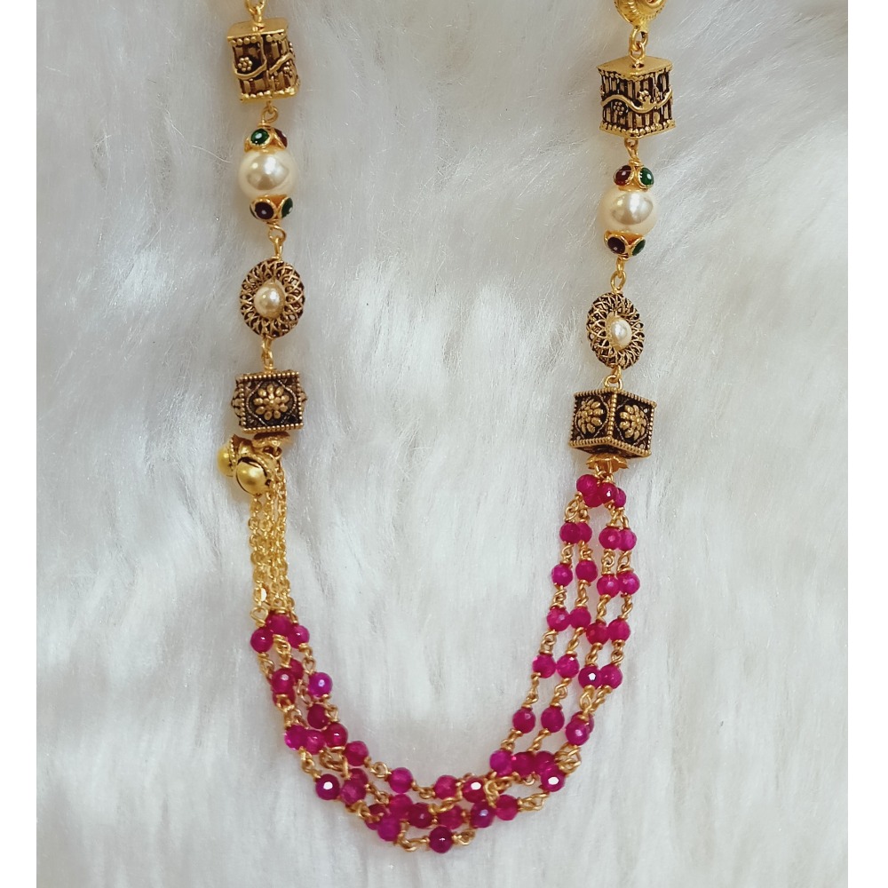22 KT RED MOTI ANTIQUE MALA - Image 2