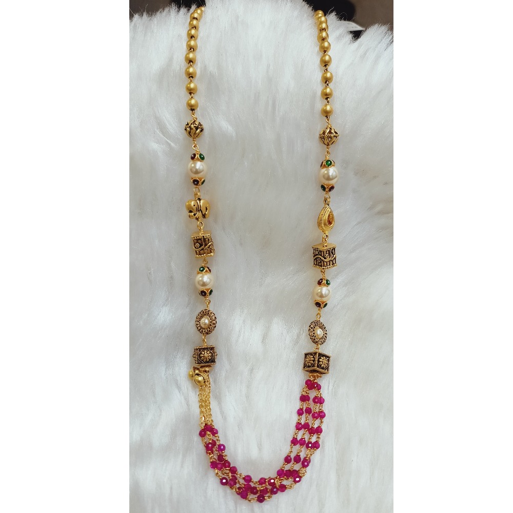 22 KT RED MOTI ANTIQUE MALA