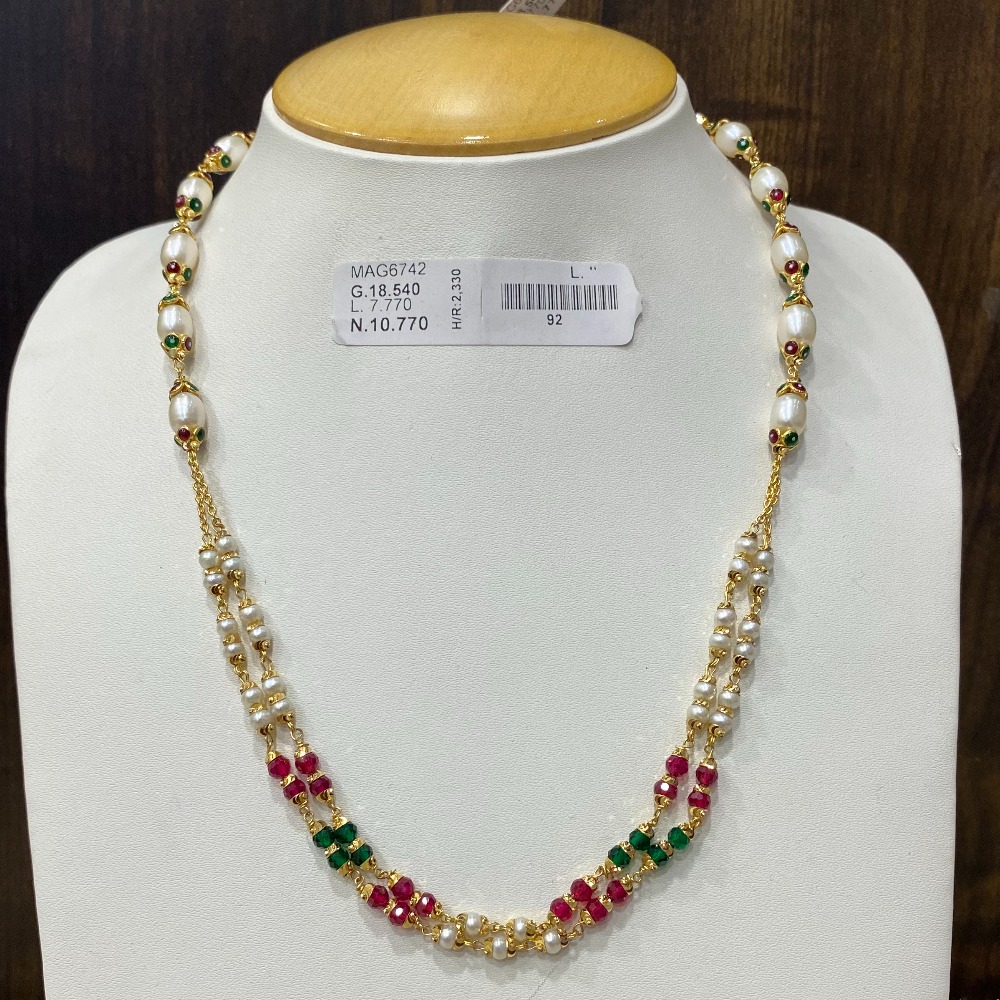 22 KT TWO LINE MOTI MALA
