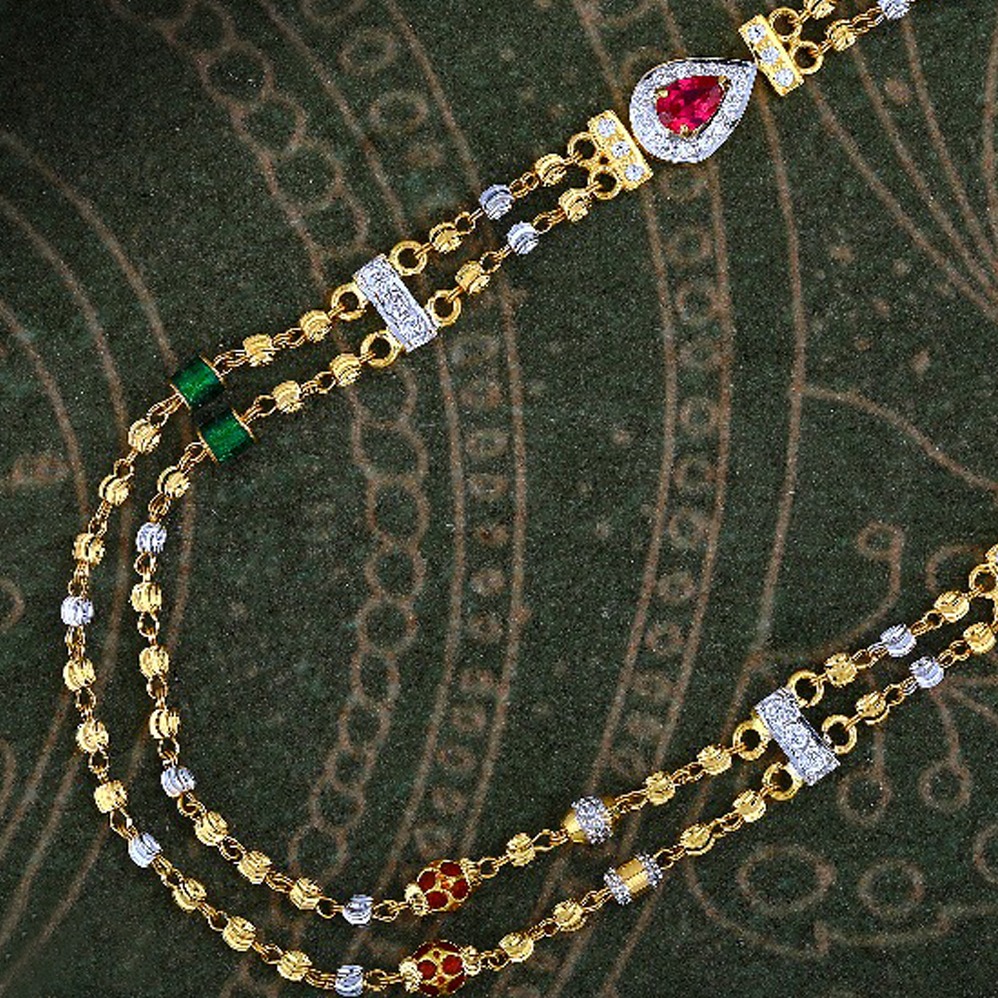 916 gold double layer chain mag4362