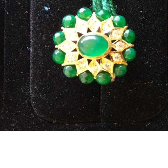 Gold Modern Round Green Ring