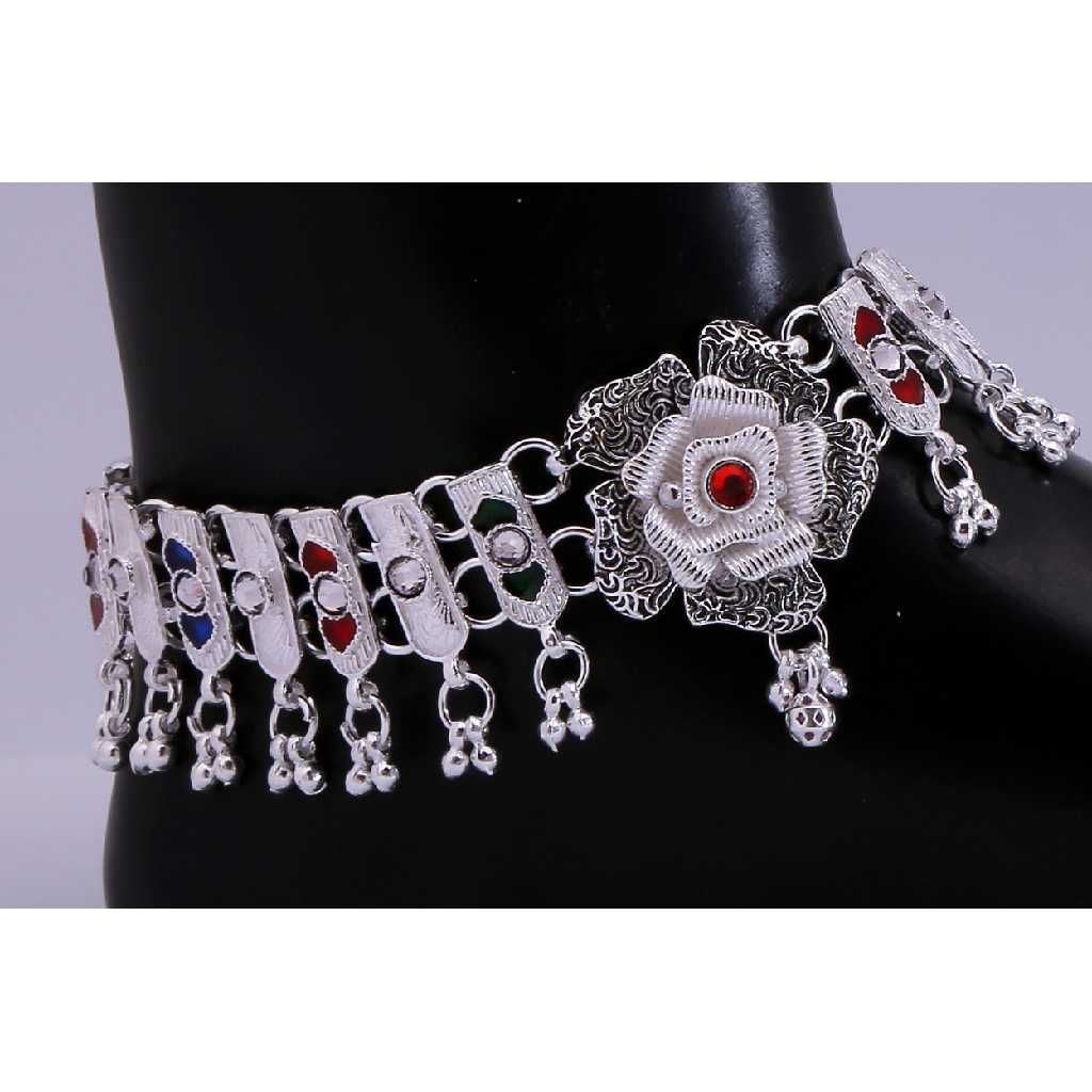 Multi Color Silver Fancy Ladies Payal - Image 2