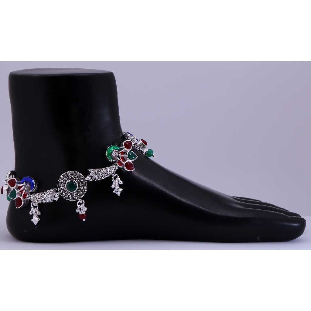 Antique Flower Shape Silver Anklet