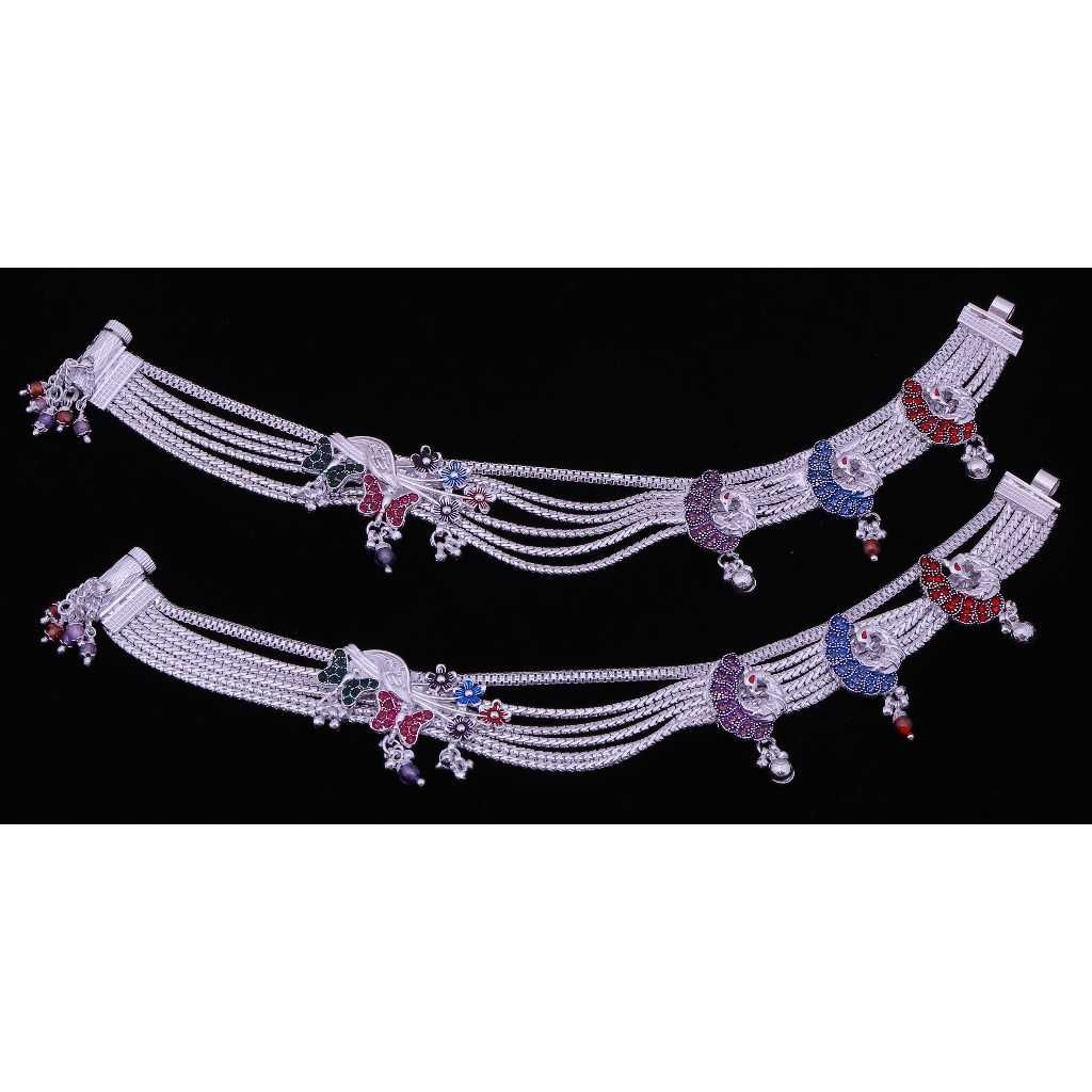 Peacock Style Silver Antique Ladies Payal
