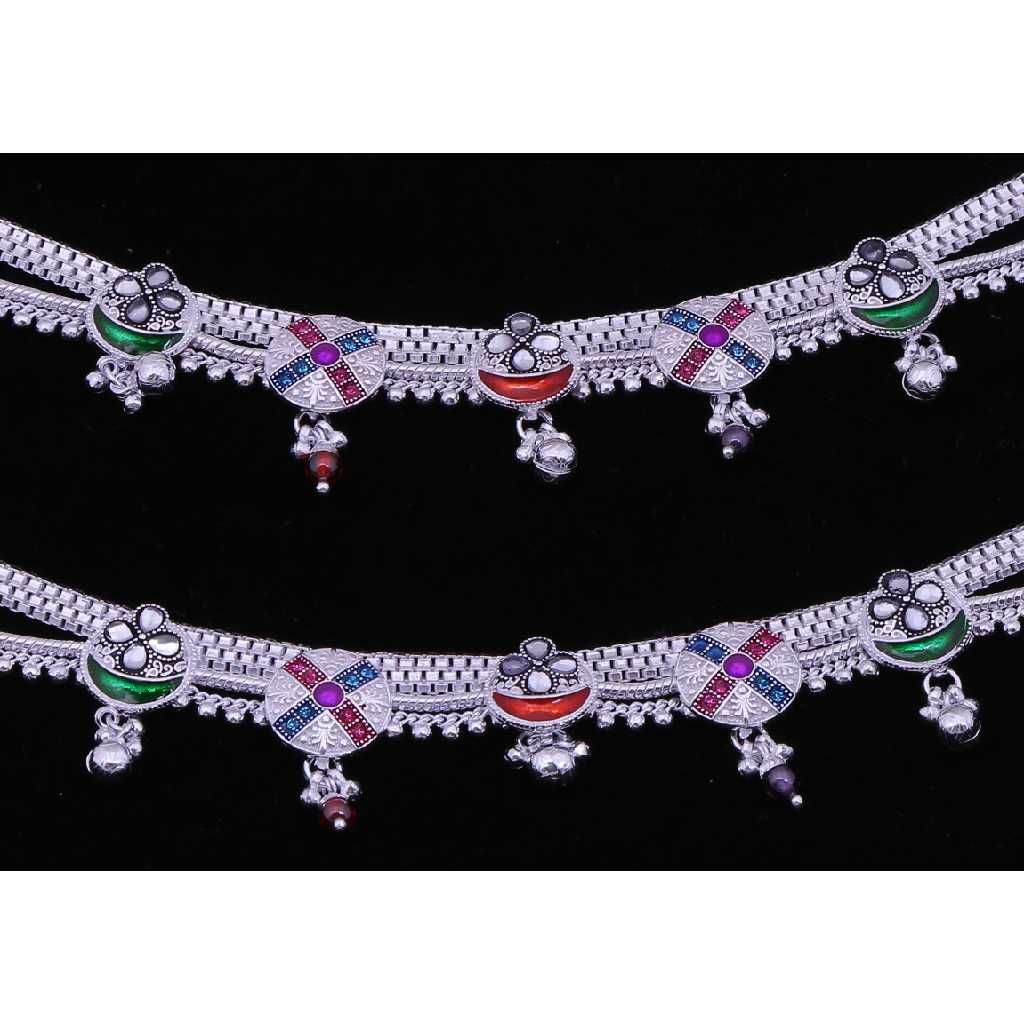 Modern Silver Indian Ladies Payal - Image 2