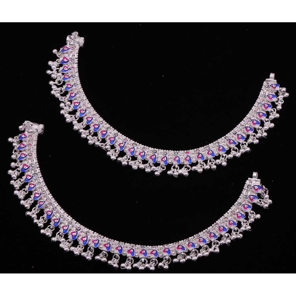 Silver Fancy Colorful Antique Payal