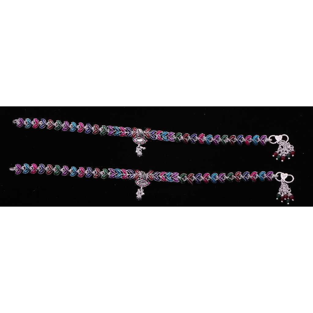 Leaf Shape Color Full Silver Anklet