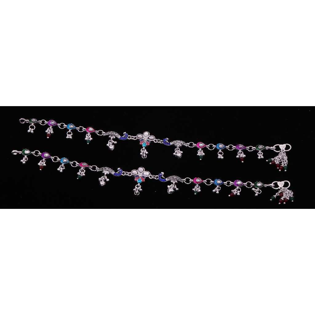 Peacock Design Silver Ladies Payal