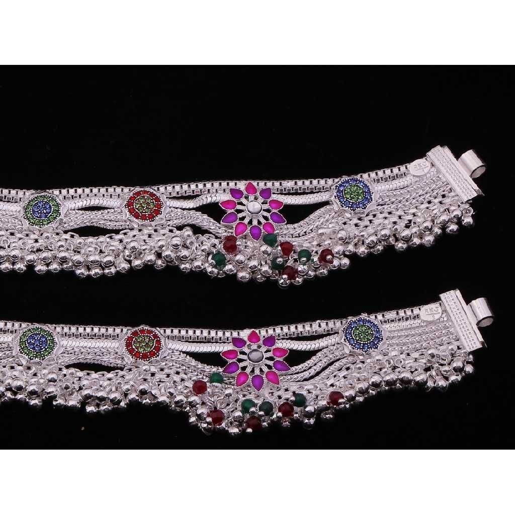 Flower Shape Multi Ghungroo Anklet - Image 3