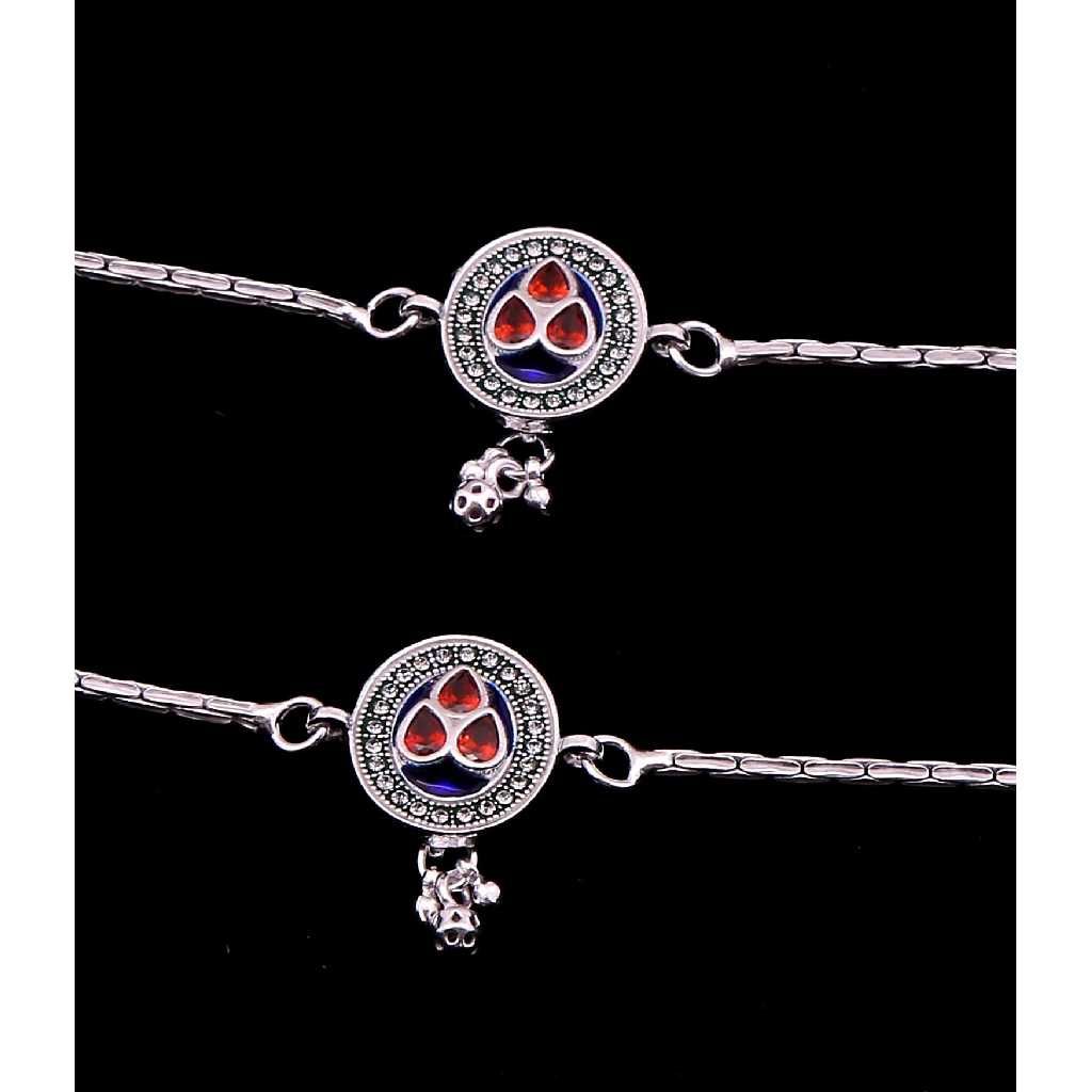 Single Chain Silver Fancy Payal - Image 2