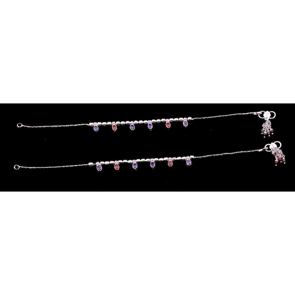 Silver Beads Colorful Stylish Payal