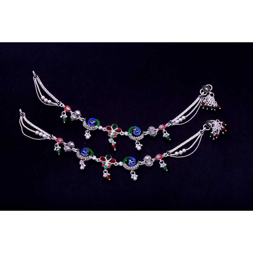 Flower Style Antique Silver Payal