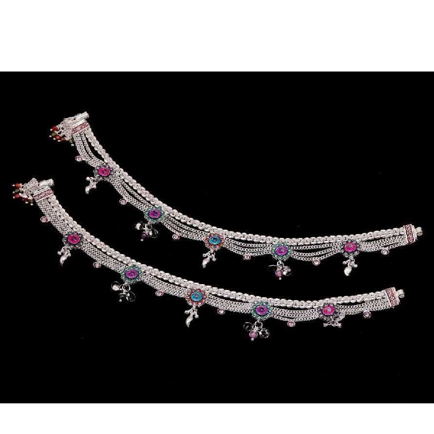 Attractive Silver Multi Chain Anklet For Women