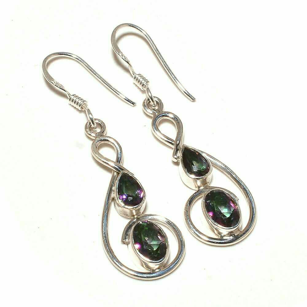 Sterling Silver Earring With Colored Diamond