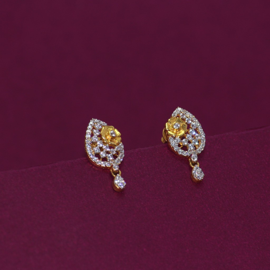22KT Hallmarked Leaf Shape Earring