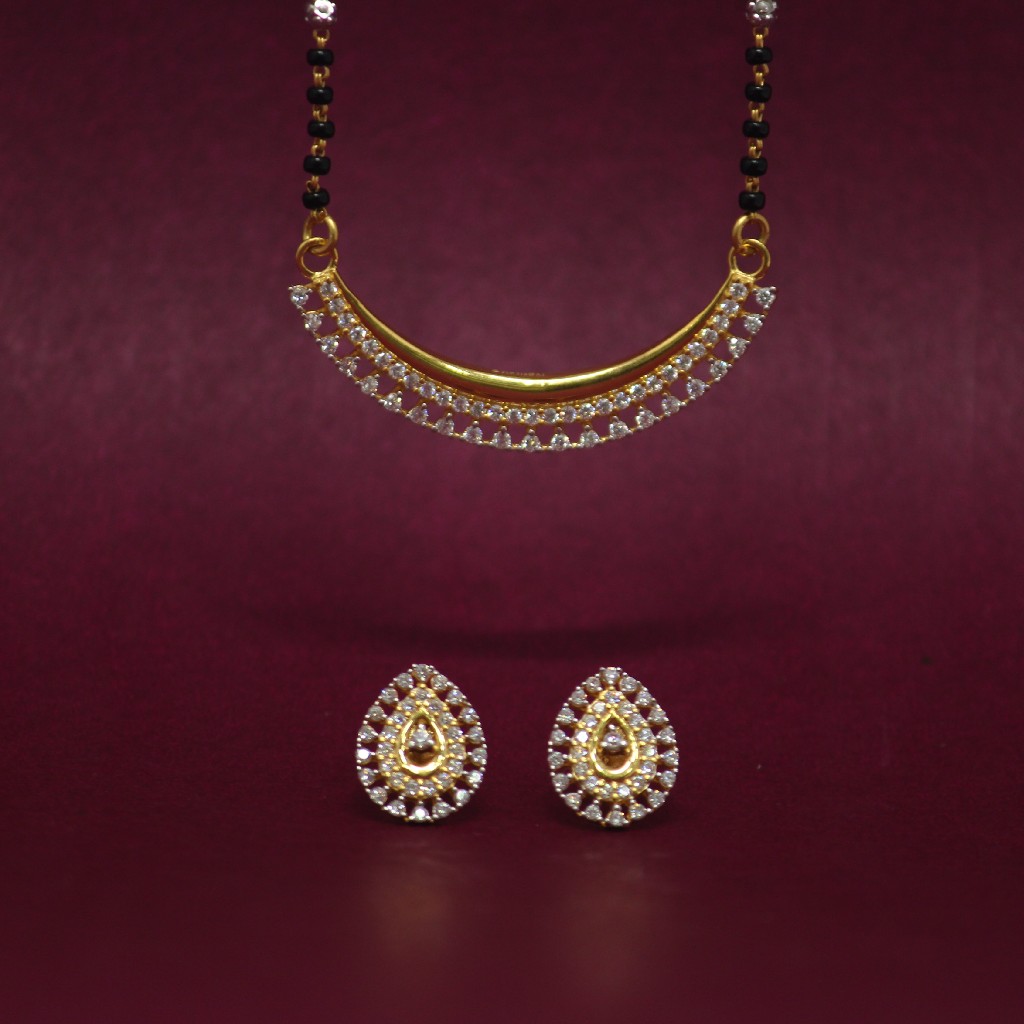 916 Hallmarked Gemstone Mangalsutra Pendant Set