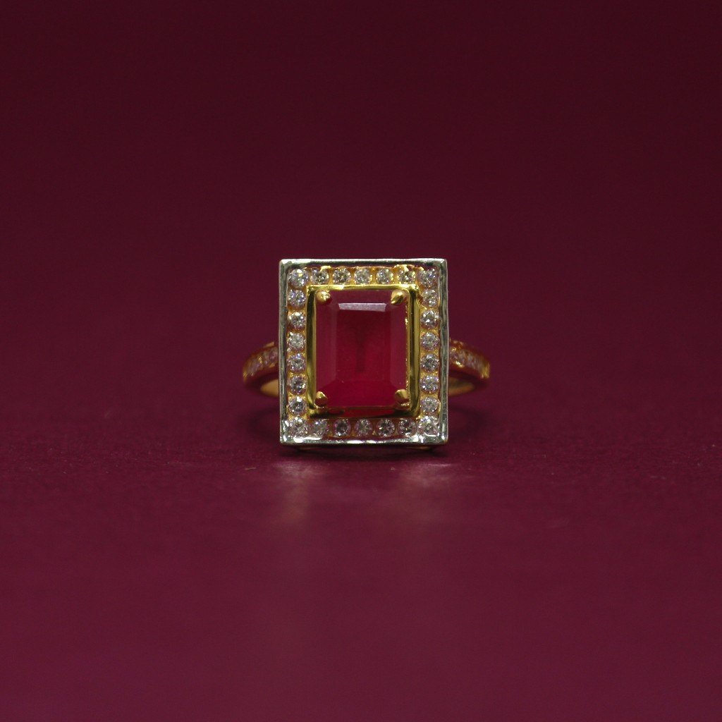 916 Hallmarked Color Stone Ladies Ring