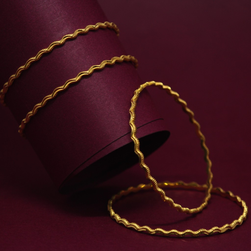 916 Hallmarked Curve Design 4 Bangles Set