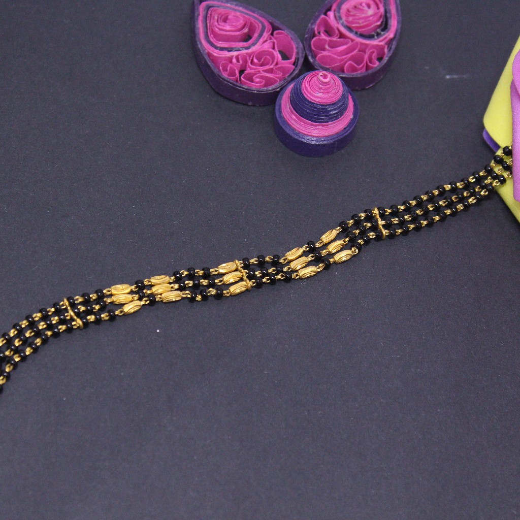 22K Hallmarked 3 Line Mangalsutra Bracelet For Women