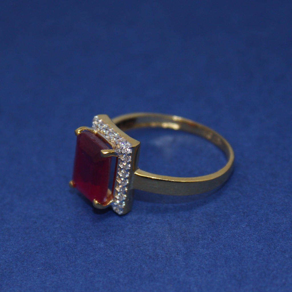 22K Hallmarked Red Colour Stone Ladies Ring - Image 3