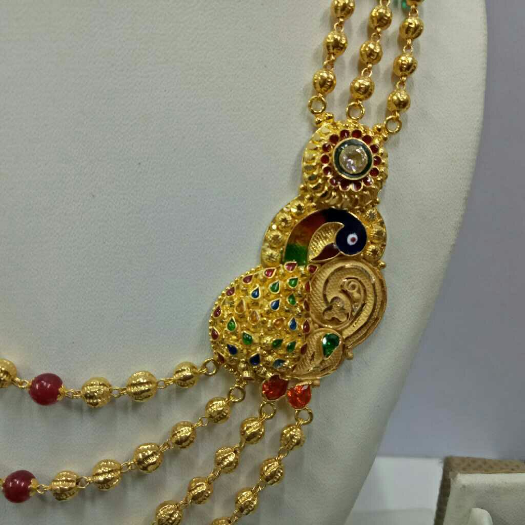 22kt gold peacock design brooch mala - Image 2