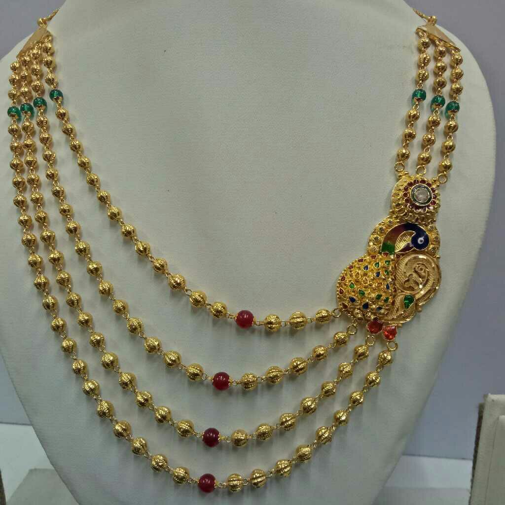 22kt gold peacock design brooch mala