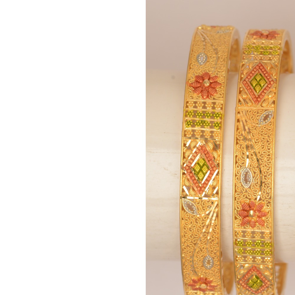 22ct Gold  Fancy Flower Work Bangles