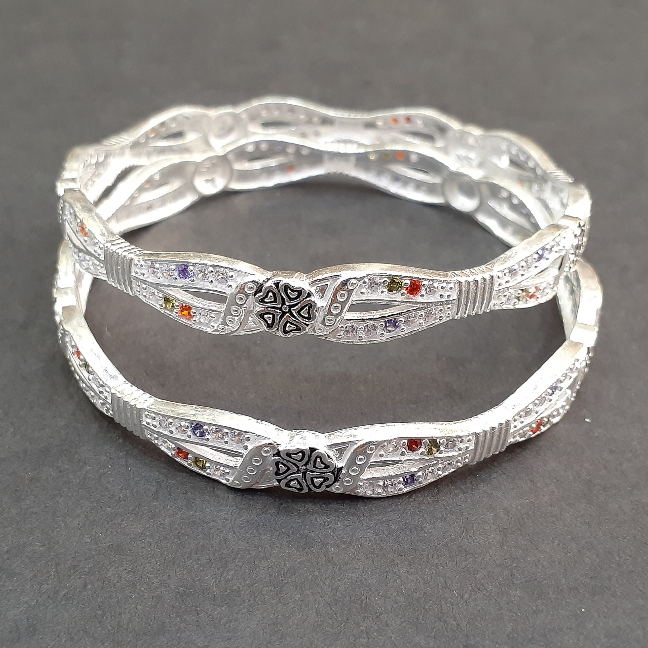 925 micro stone silver Fancy flower meena chudi