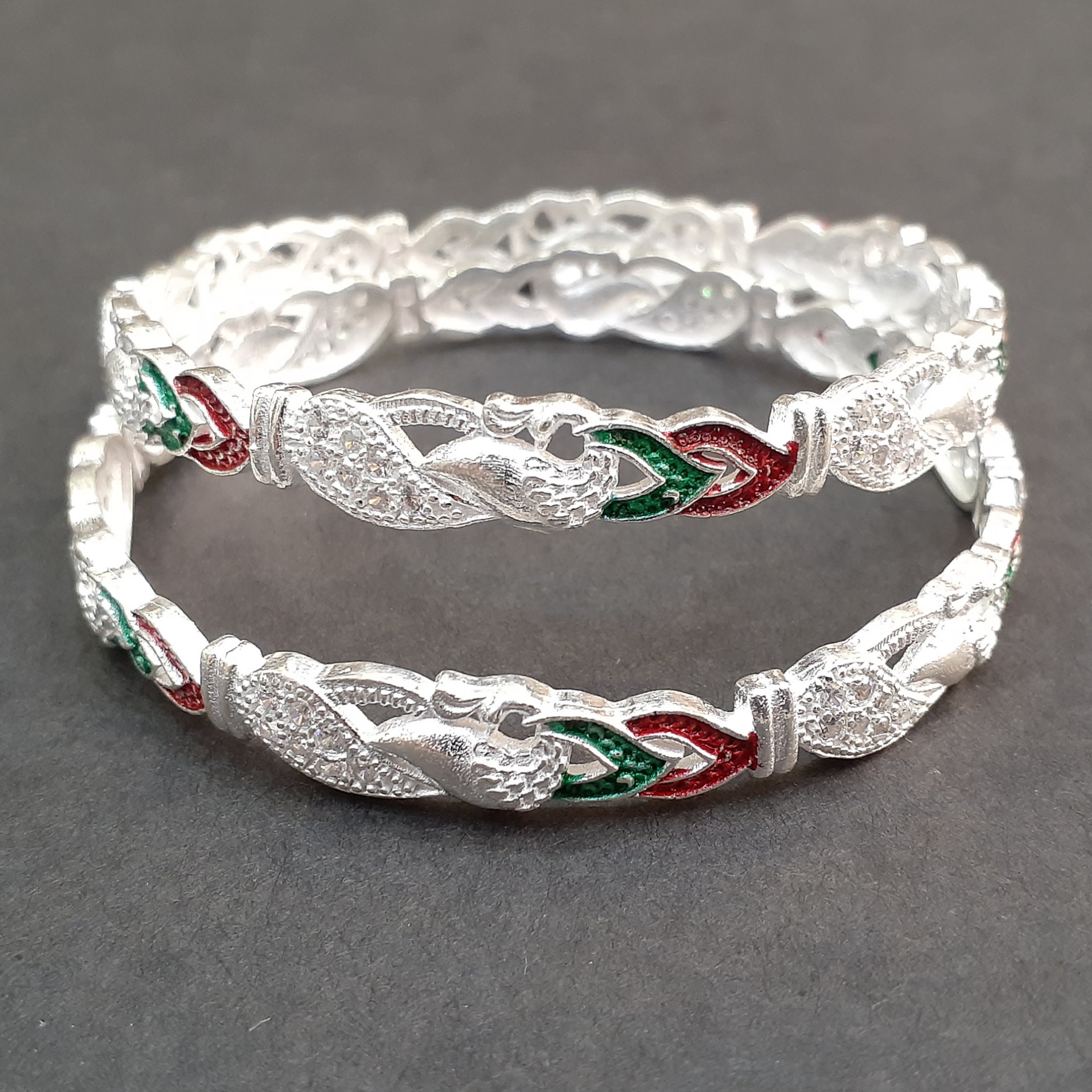 fancy 925 peacock micro silver bangle
