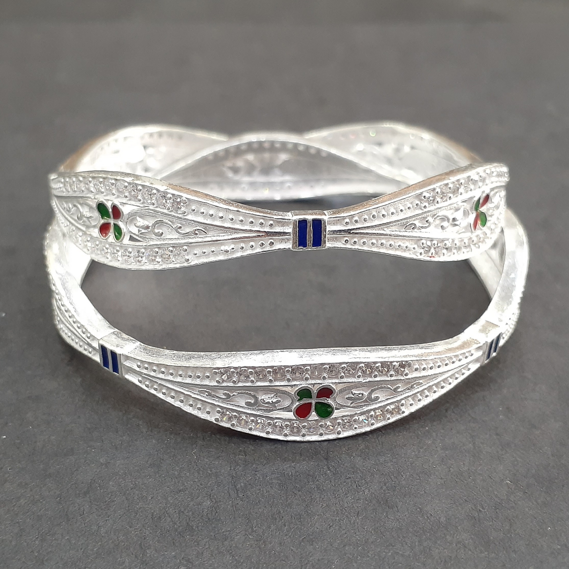 Pure micro meena 925 silver bangle