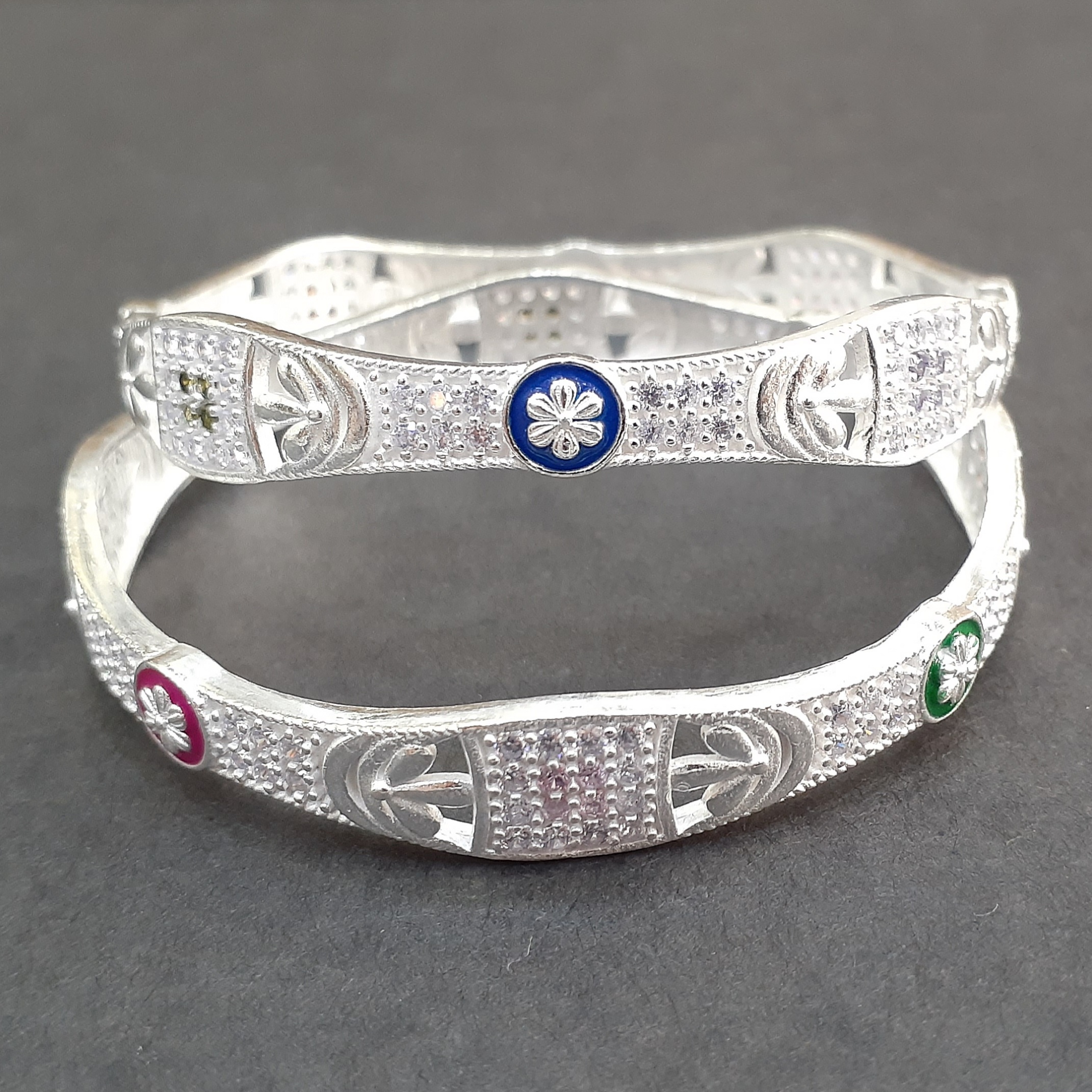 925 Silver micro stone bangle chudi