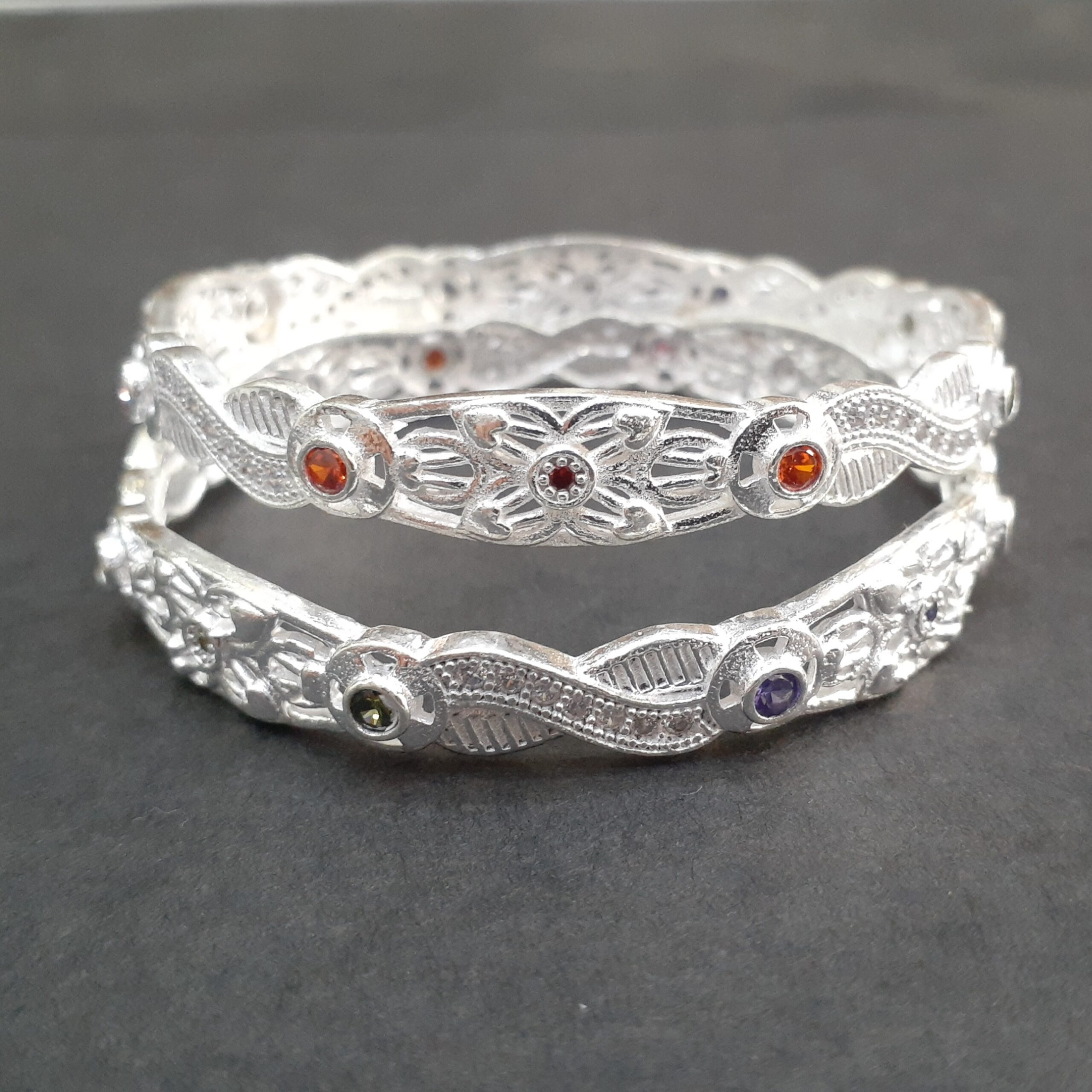 925 micro stone silver vacuum chudi