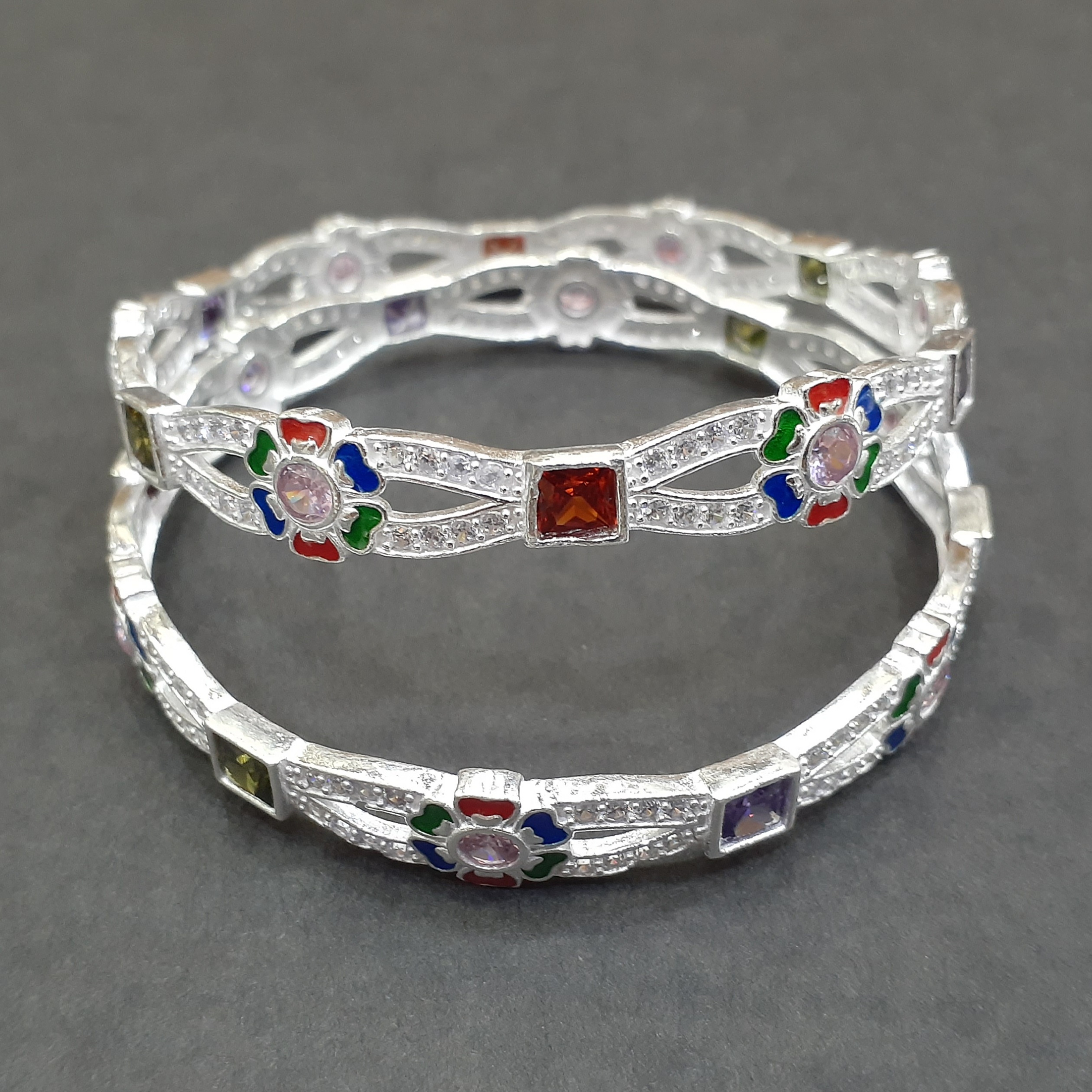 925 flower silver bangle