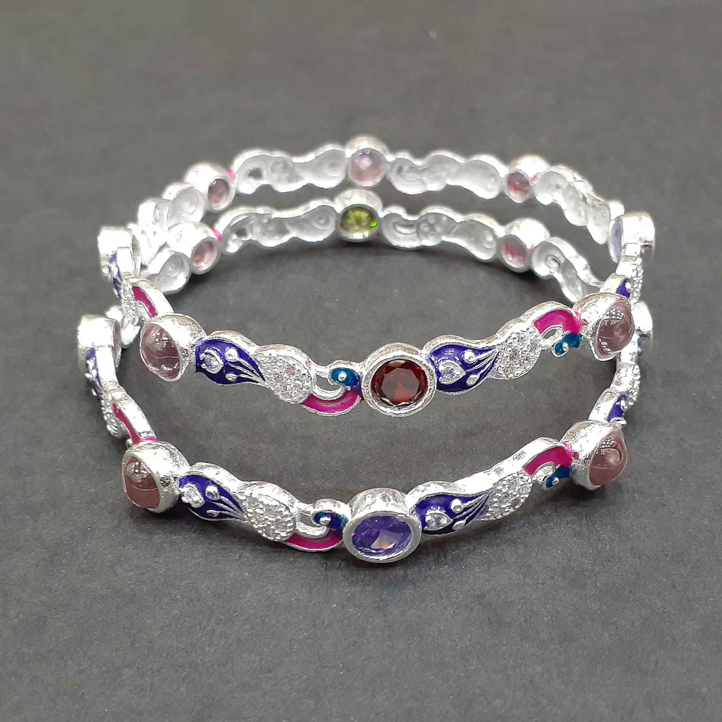 925 fancy peacock silver bangles