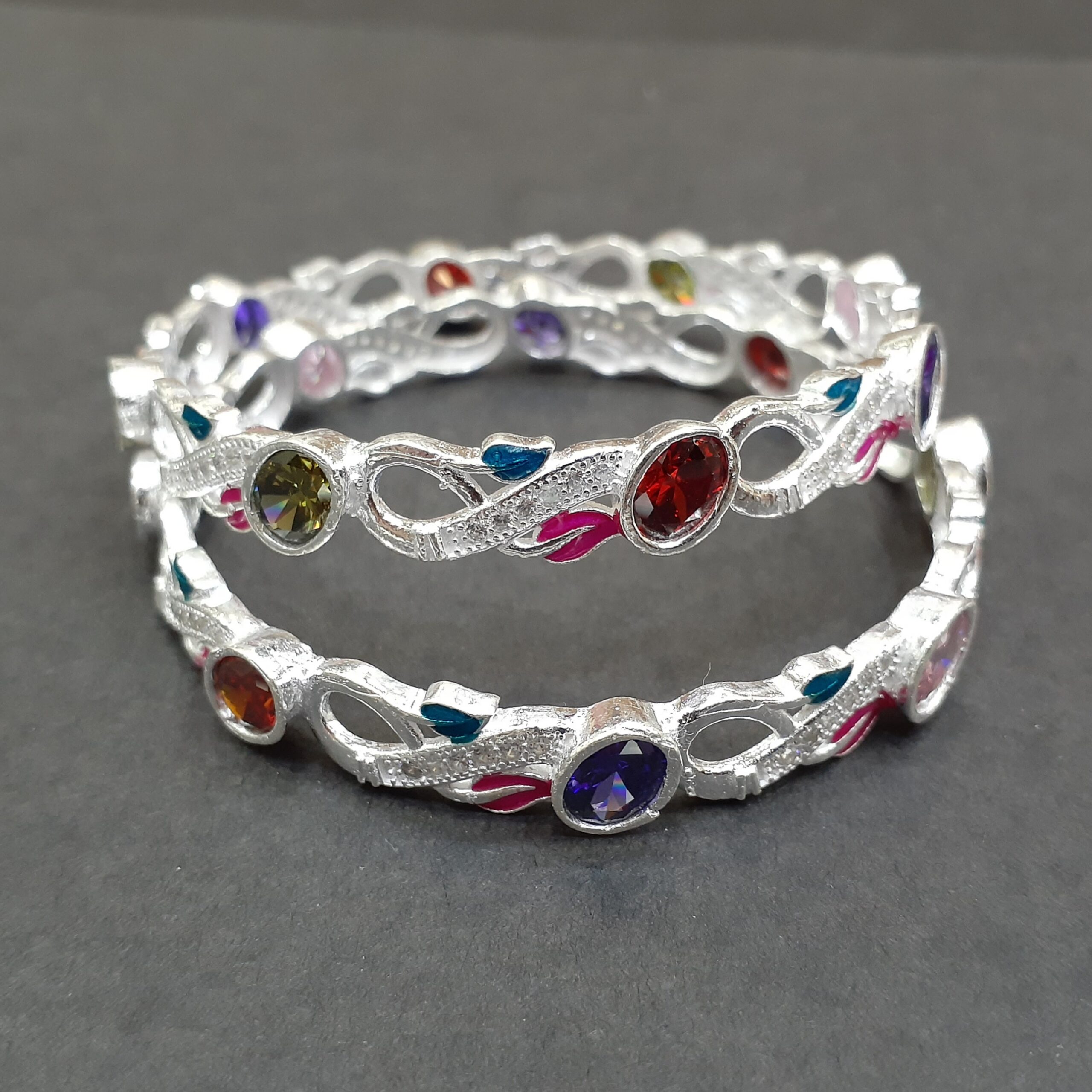 925 silver fancy Colourful bangles