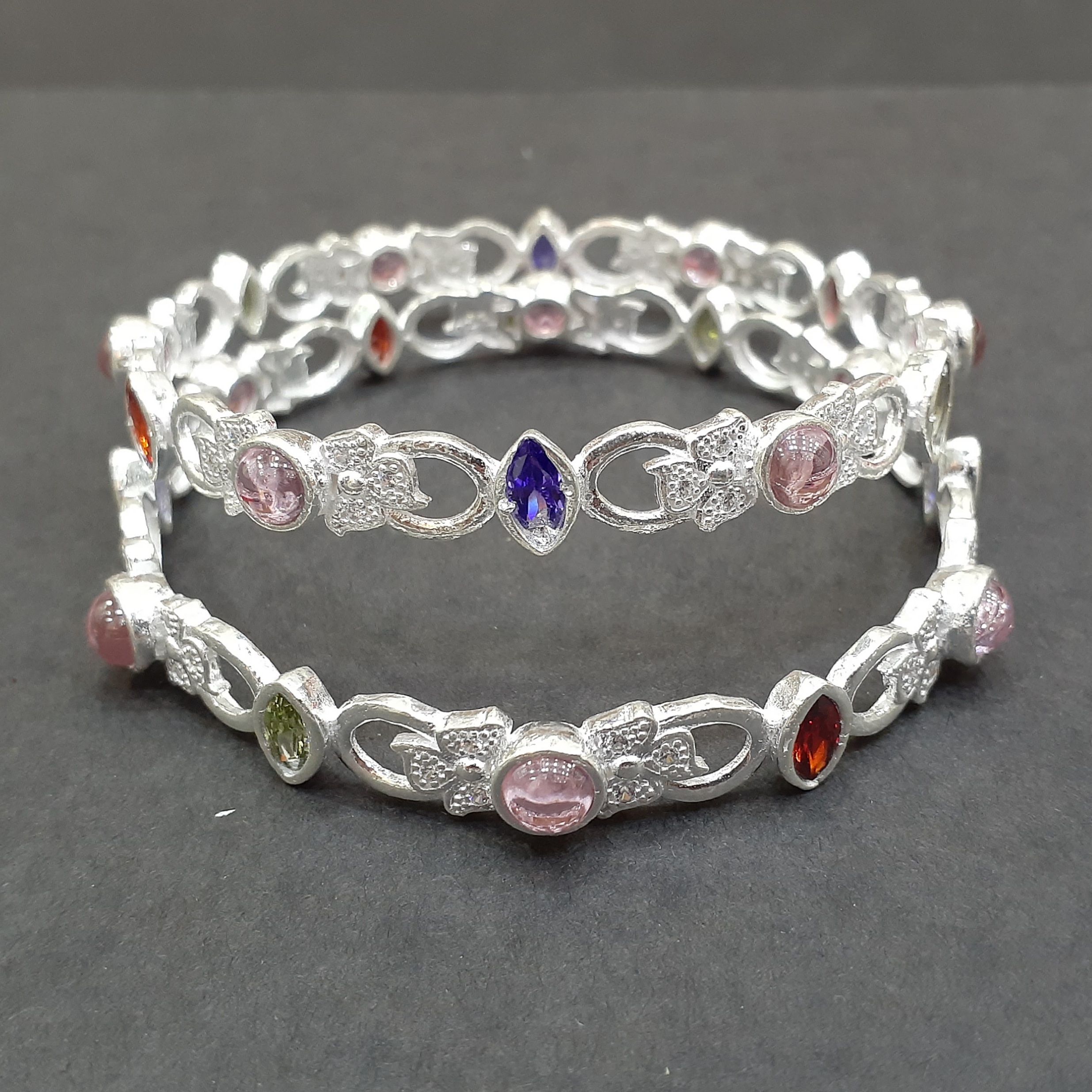 Fancy 925 silver Colour Stone bangles